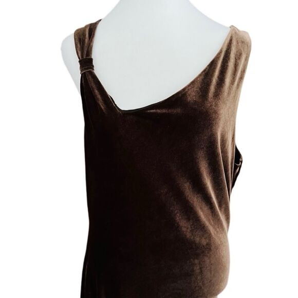 BCBG MAXAZRIA Bodycon side ruched chocolate brown Velvet Dress Sz L - Picture 4 of 11